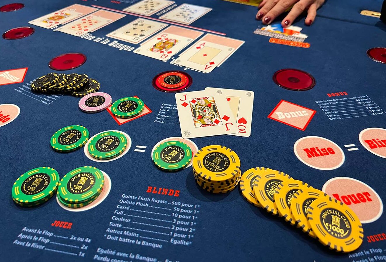 Jeu de casino Ultimate Texas Holdem Poker et son Jackpot progressif à l'Impérial Club Paris